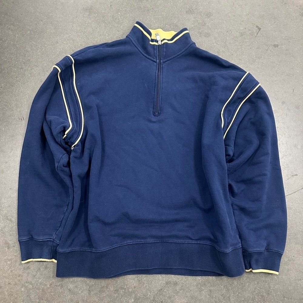 Russell Athletic Navy quarter zip sweatshirt w yellow piping details Size XL